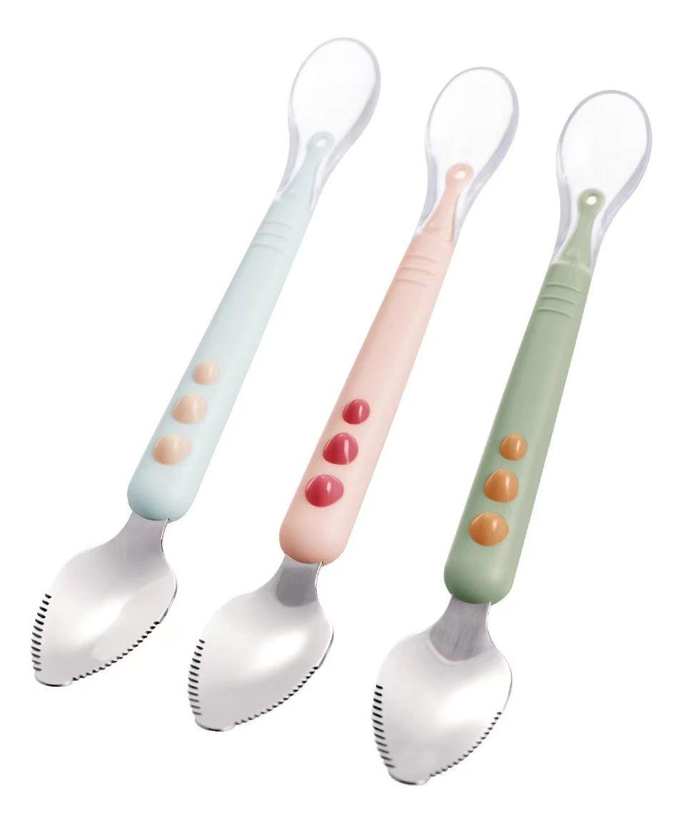 Set 3 Cucharas Raspadora Frutas Diseño Portatil Bebe Lau-0
