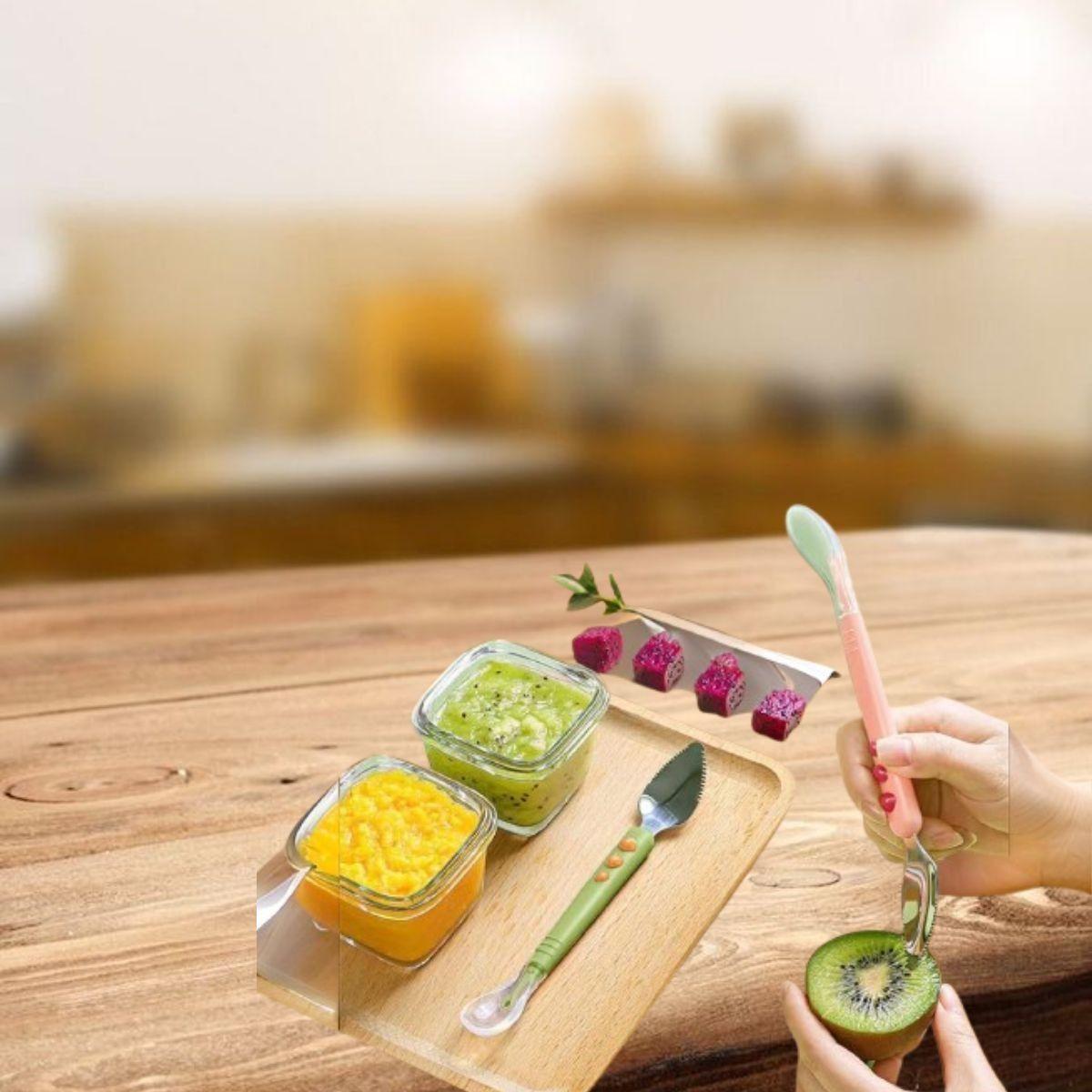 Set 3 Cucharas Raspadora Frutas Diseño Portatil Bebe Lau-3