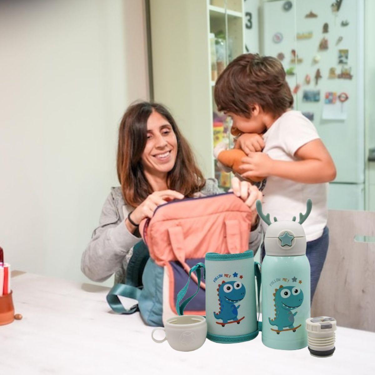 BOTELLA DE AGUA CON PAJITA INFANTIL TERMICA NIÑOS LAU-2