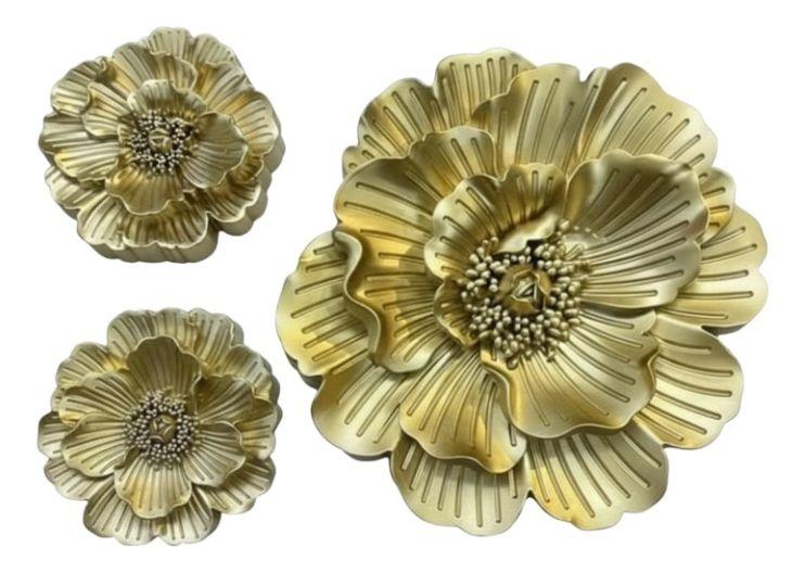 Set 3 Pza Figura Decorativa Arte Mural Flora Primaveral Jhn-0