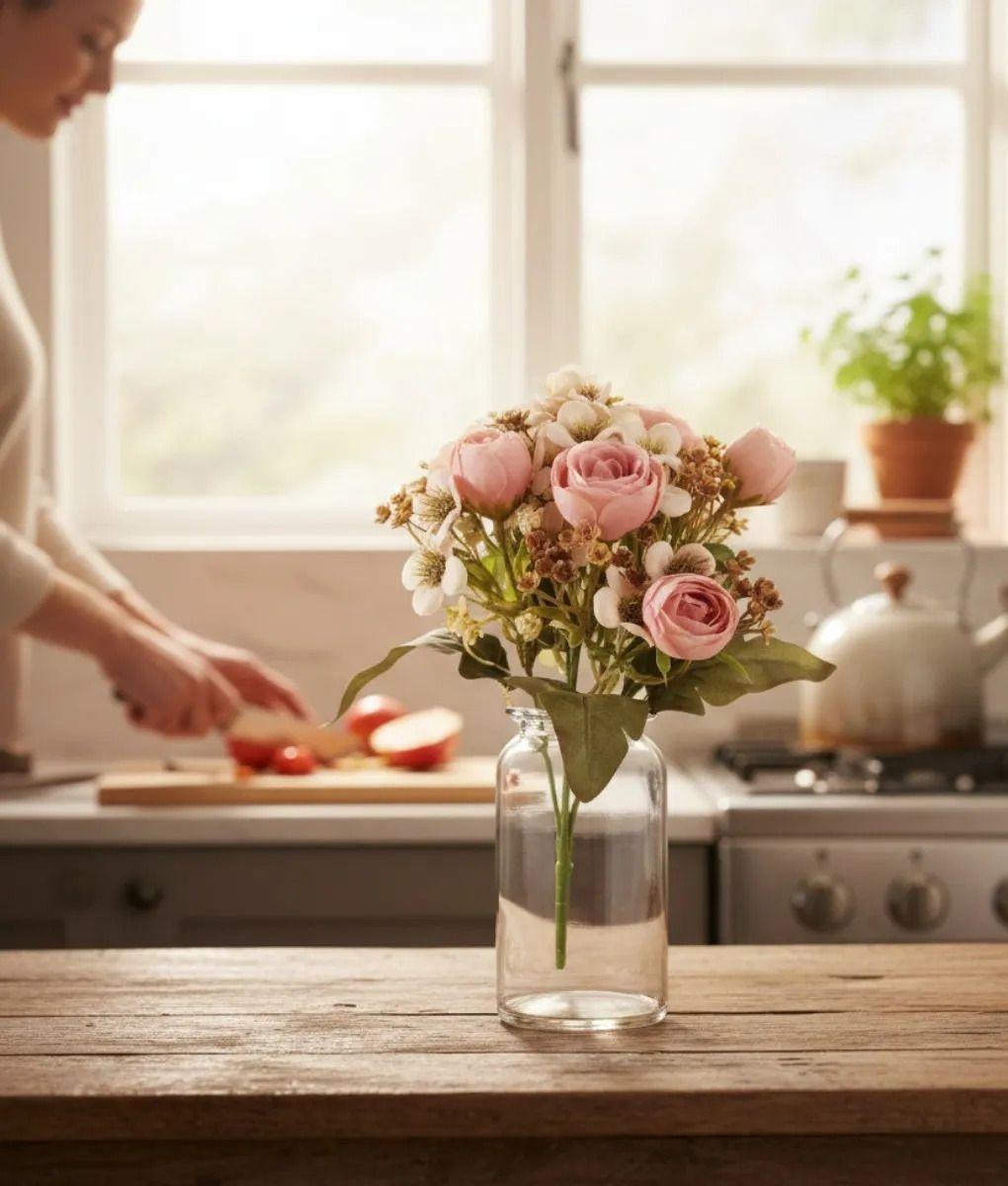 Set 4 Ramo Decorativo Flores Artificiales Adorno Hogar Jhn-5