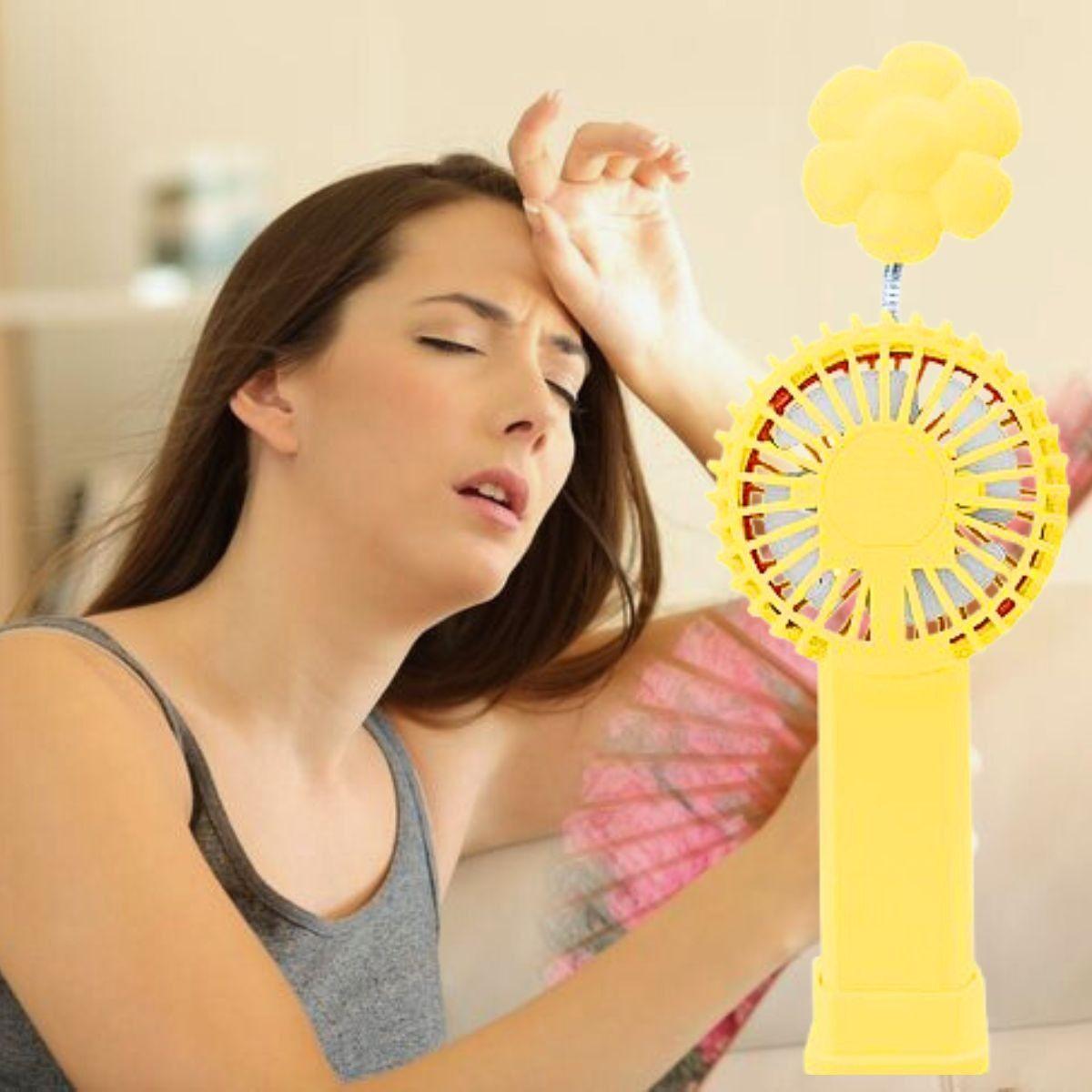 Ventilador Mano Adorno Flor Luz Sensorial Base Removible Lau-5