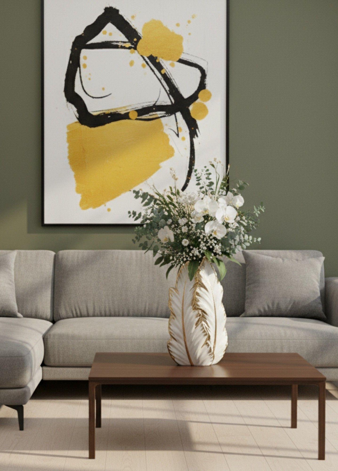 Florero Jarrón Decorativo Pluma Alada Adorno Moderno Jhn-4