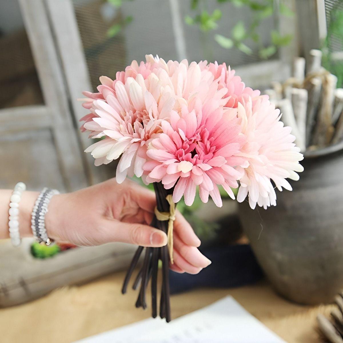 Margaritas Artificiales Decorativas Gerbera Set de 3 Jhn-3