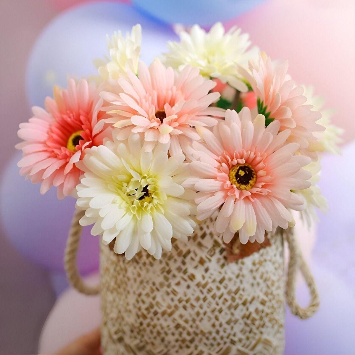 Margaritas Artificiales Decorativas Gerbera Set de 3 Jhn-7