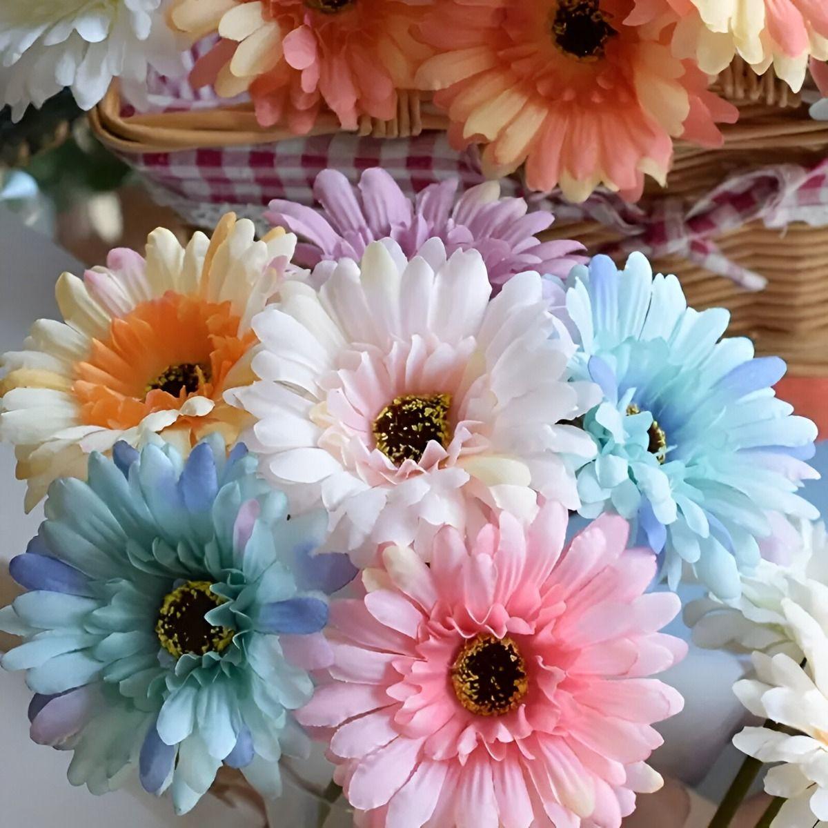 Margaritas Artificiales Decorativas Gerbera Set de 3 Jhn-8