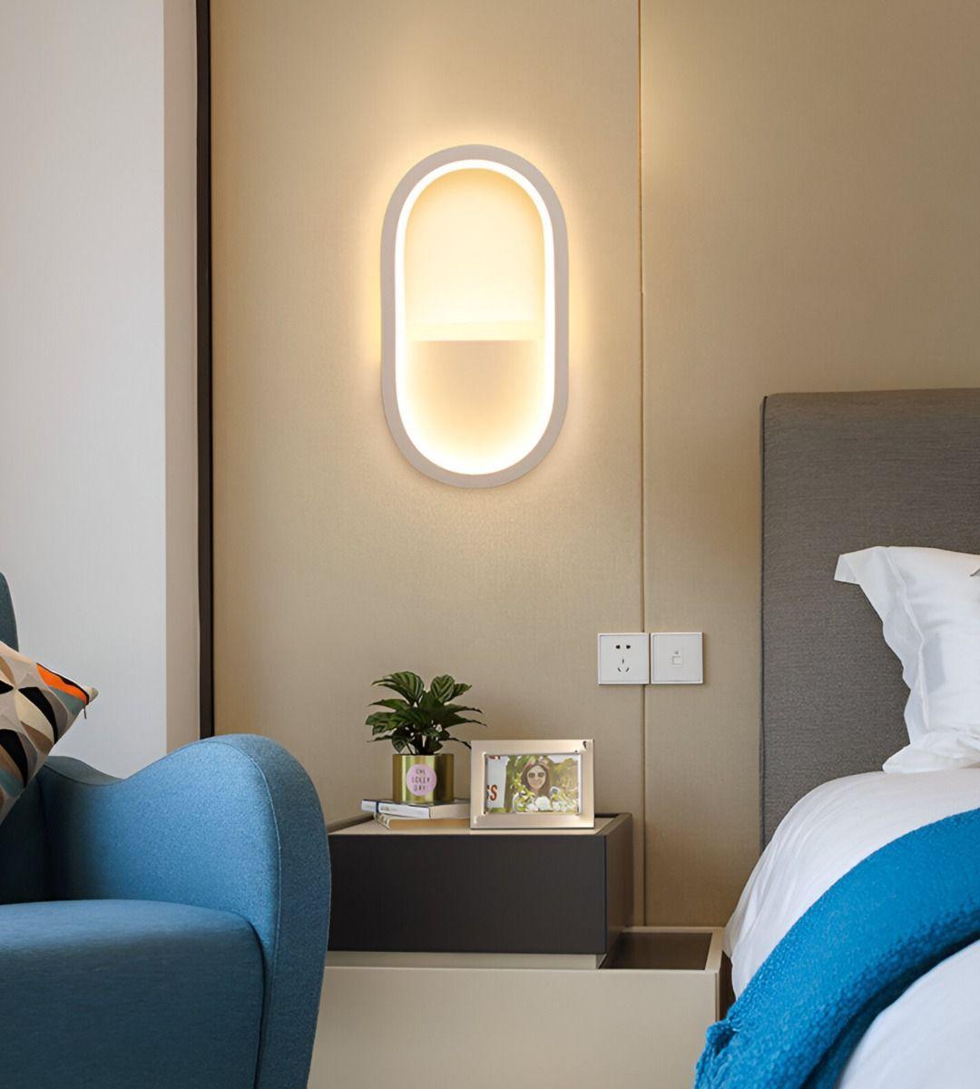 Lámpara Pared LED Decoración Moderna Ovalada Blanca Jhn-9