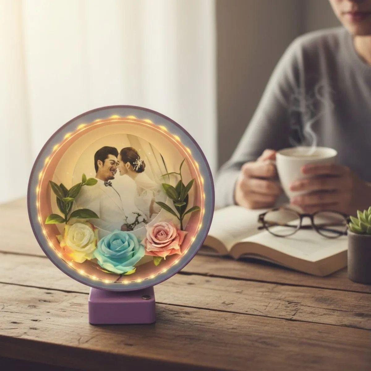 Portarretrato Mágico Decorativo Iluminado 3D Marco Foto Jhn-2