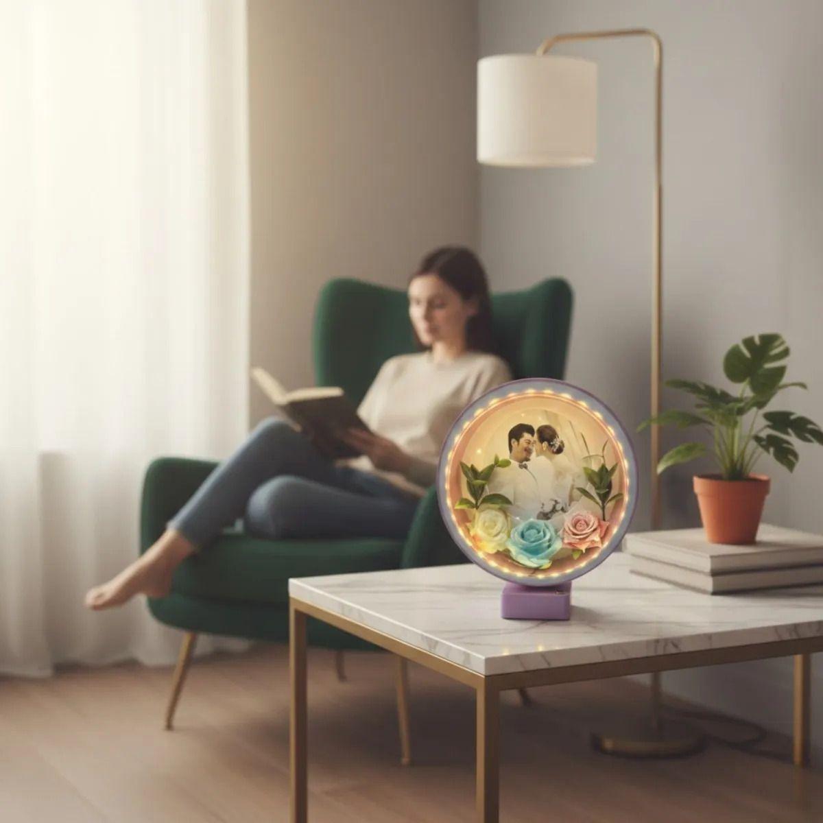 Portarretrato Mágico Decorativo Iluminado 3D Marco Foto Jhn-3