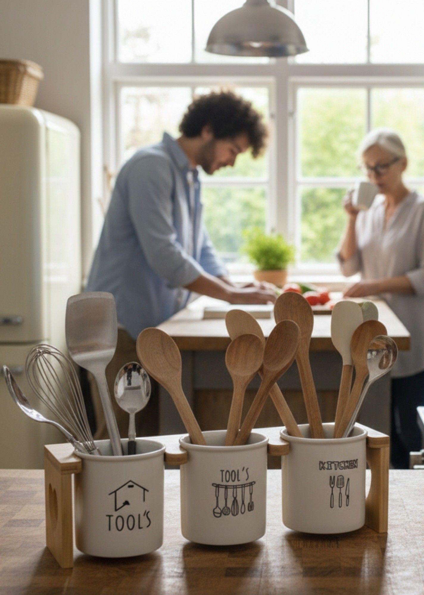 Set Organizador Cubiertos Utensilios Moderno 3 Pzas Jhn-2