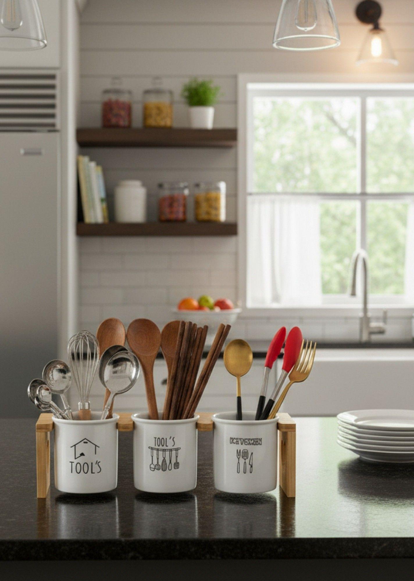 Set Organizador Cubiertos Utensilios Moderno 3 Pzas Jhn-5