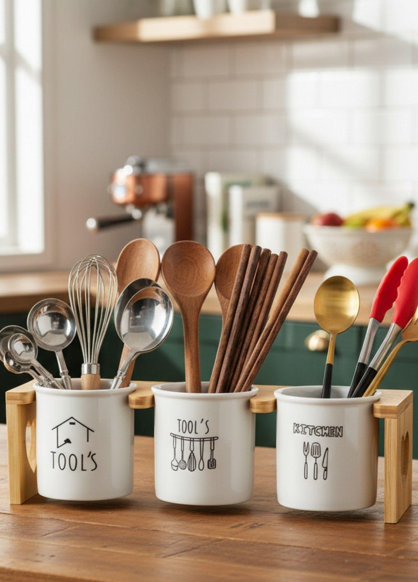 Set Organizador Cubiertos Utensilios Moderno 3 Pzas Jhn-7