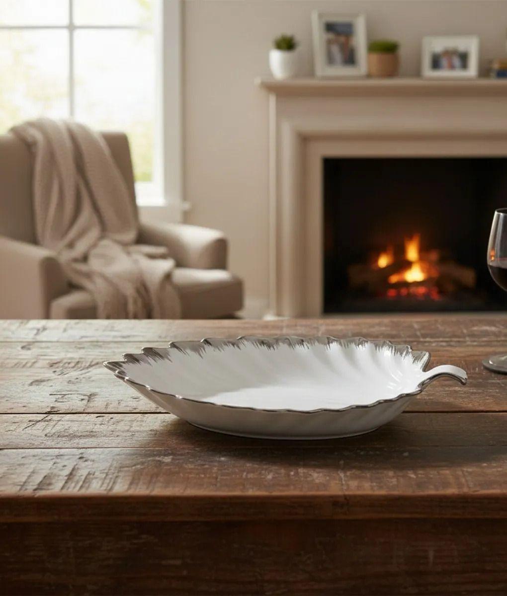 Bandeja Decorativa Servir Adorno Diseño Hoja Funcional Jhn-7