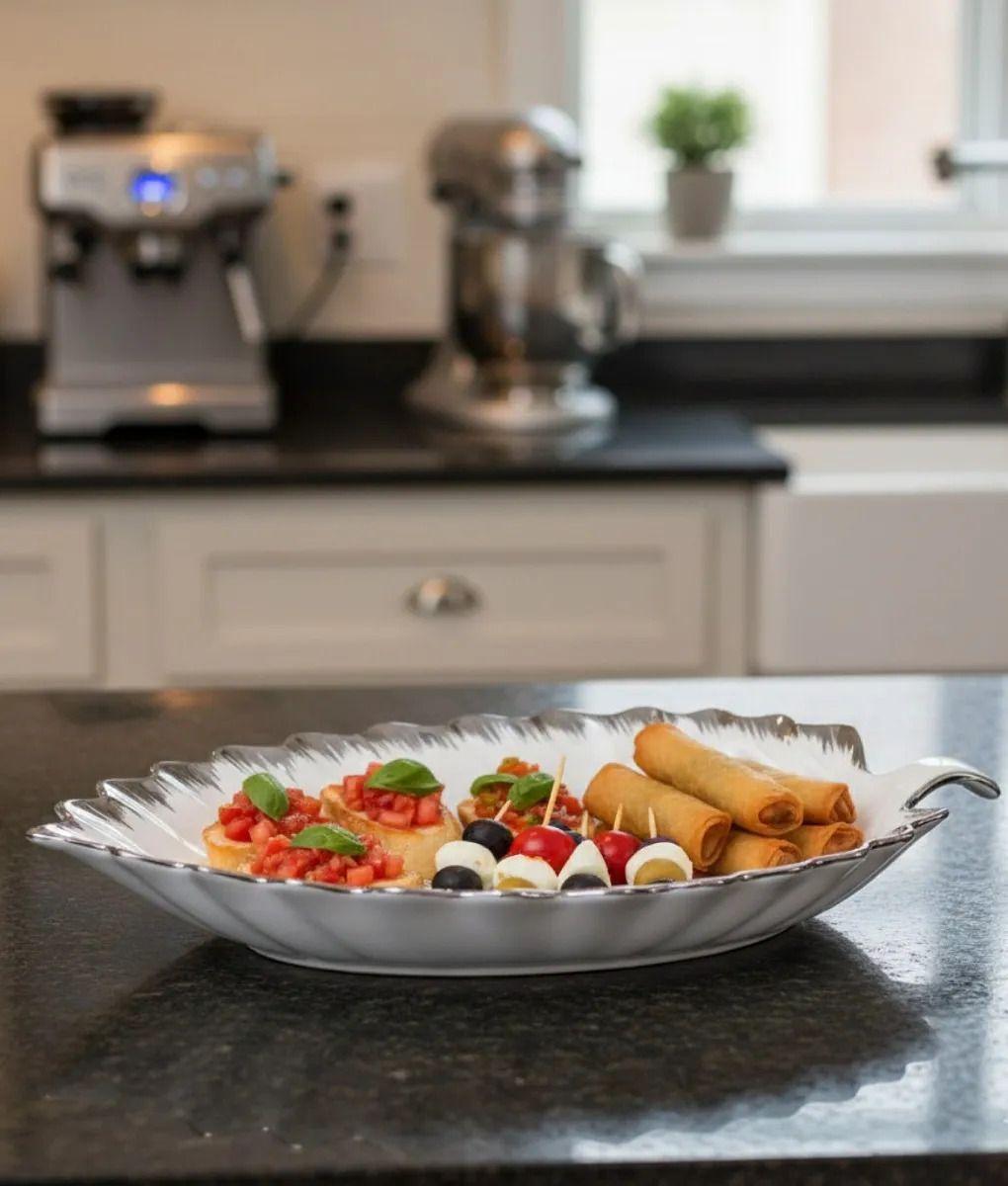 Bandeja Decorativa Servir Adorno Diseño Hoja Funcional Jhn-8