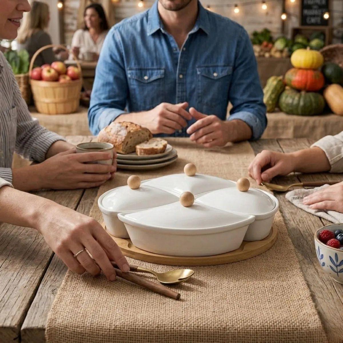 Centro Mesa Aperitivos Modular Set 4 Bowls Tapa Lujo ALJ-4