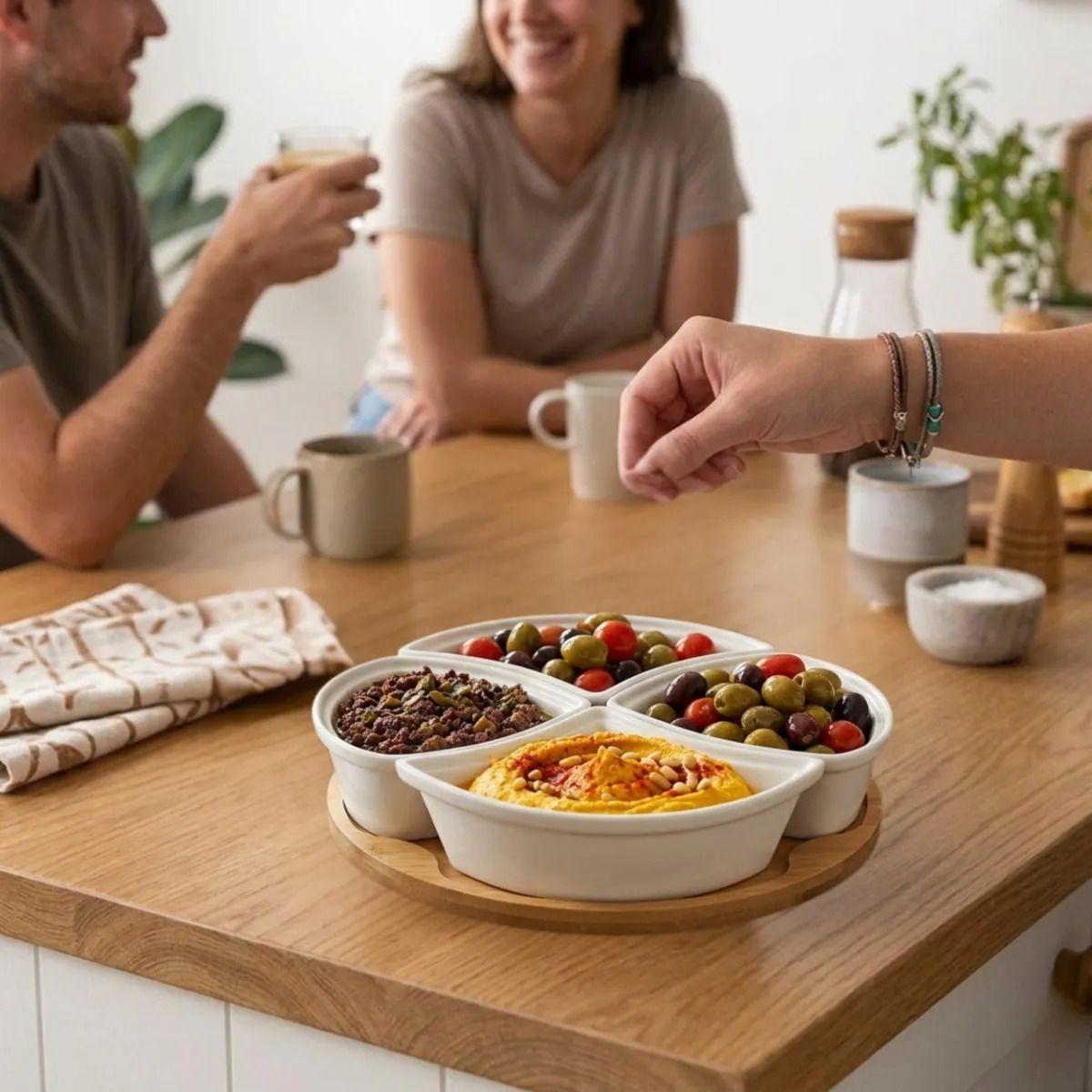 Centro Mesa Aperitivos Modular Set 4 Bowls Tapa Lujo ALJ-5