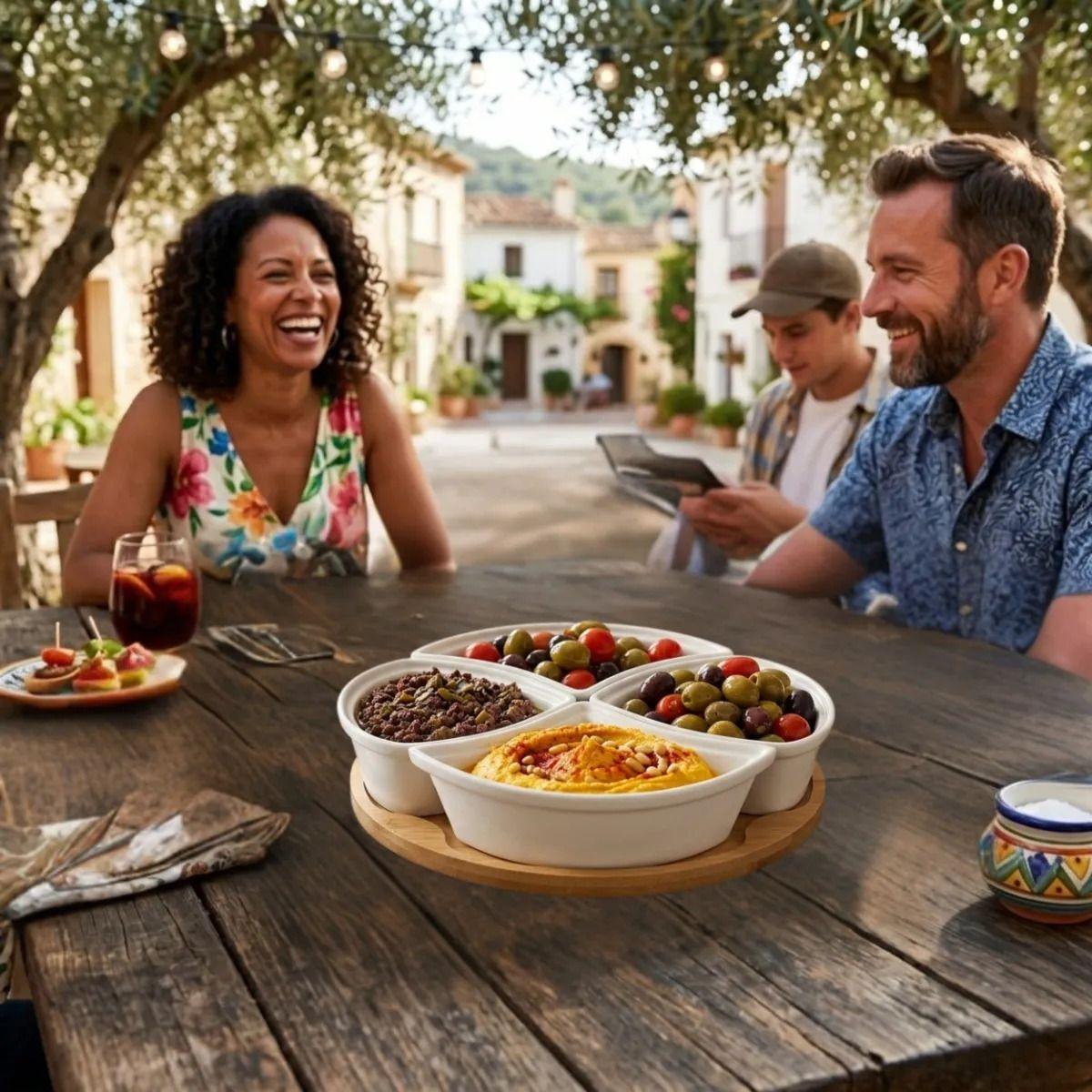 Centro Mesa Aperitivos Modular Set 4 Bowls Tapa Lujo ALJ-6