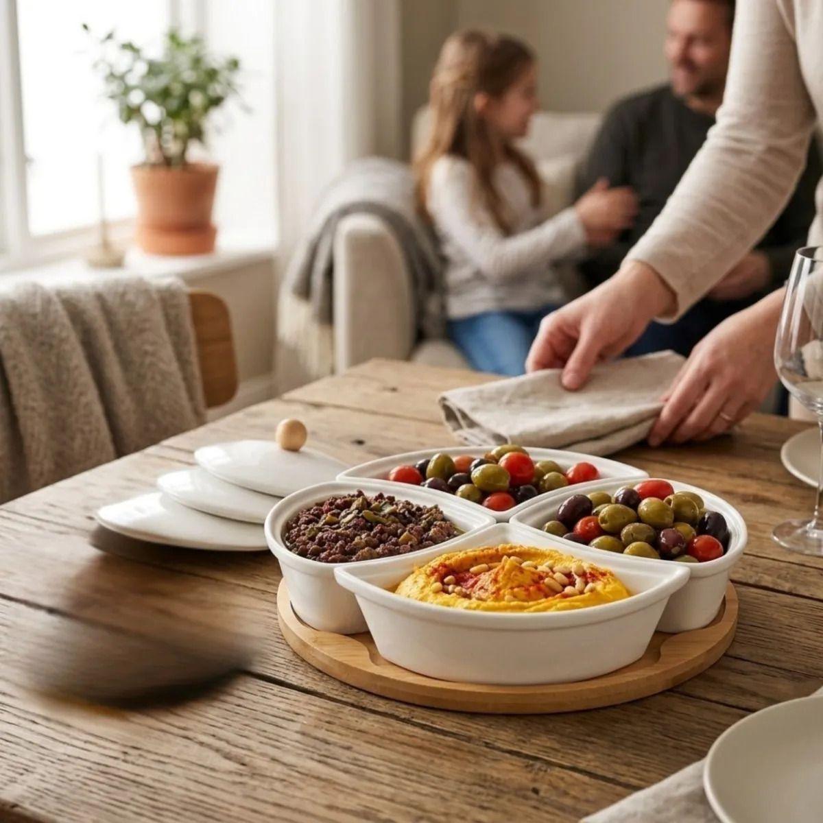 Centro Mesa Aperitivos Modular Set 4 Bowls Tapa Lujo ALJ-7