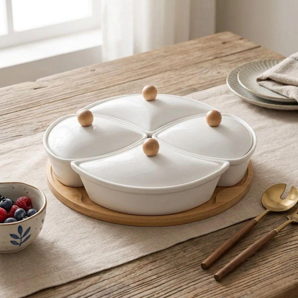 Centro Mesa Aperitivos Modular Set 4 Bowls Tapa Lujo ALJ-8
