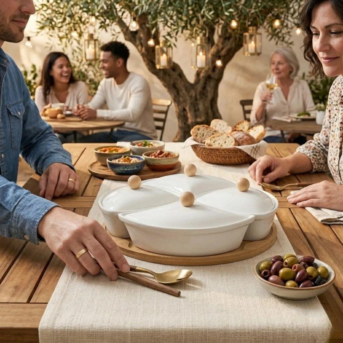 Centro Mesa Aperitivos Modular Set 4 Bowls Tapa Lujo ALJ-9