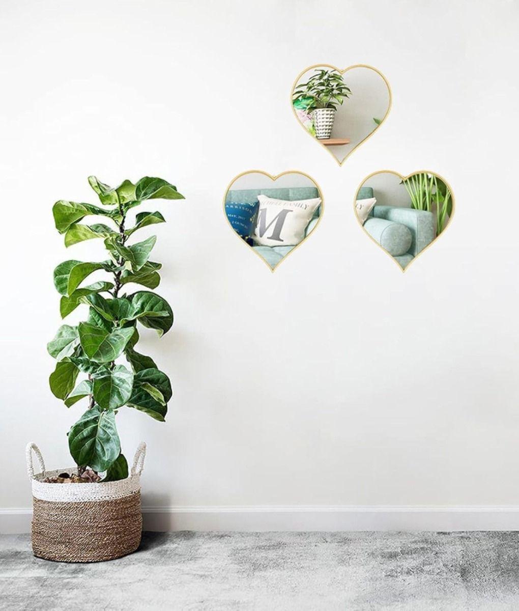 Set 3 Espejo Decorativo Corazones Colgante Pared Jhn-5