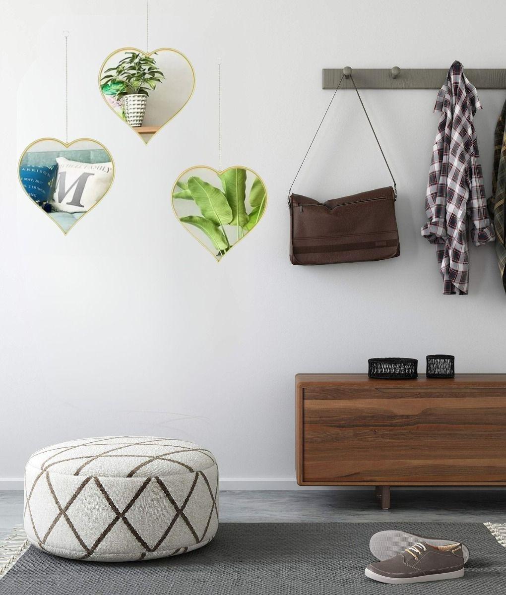 Set 3 Espejo Decorativo Corazones Colgante Pared Jhn-7