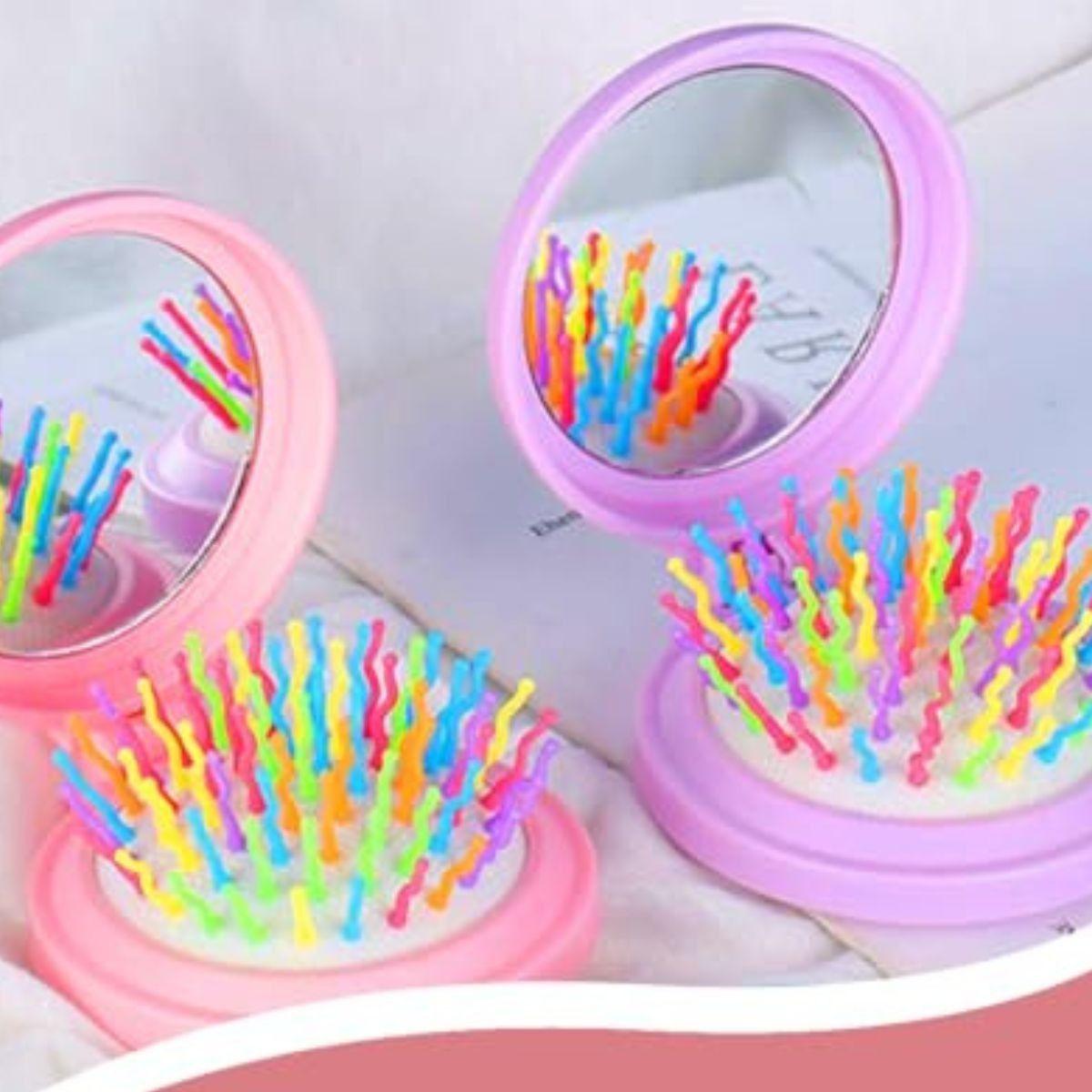 SET 7 CEPILLOS ARCOIRIS INFANTIL  PLEGABLE CON ESPEJOS LAU-2