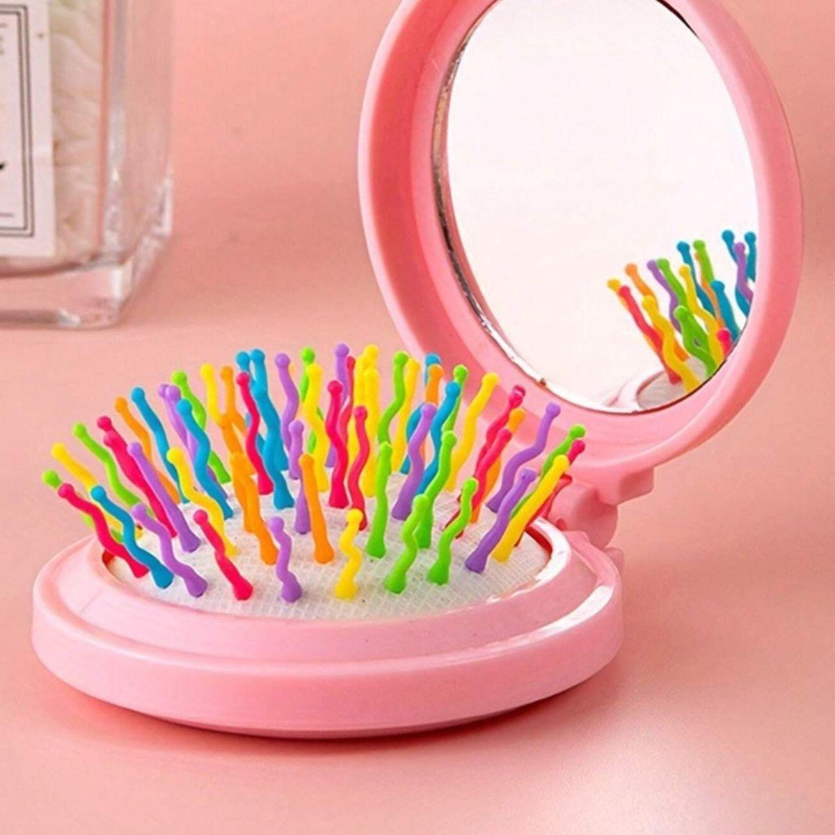 SET 7 CEPILLOS ARCOIRIS INFANTIL  PLEGABLE CON ESPEJOS LAU-6