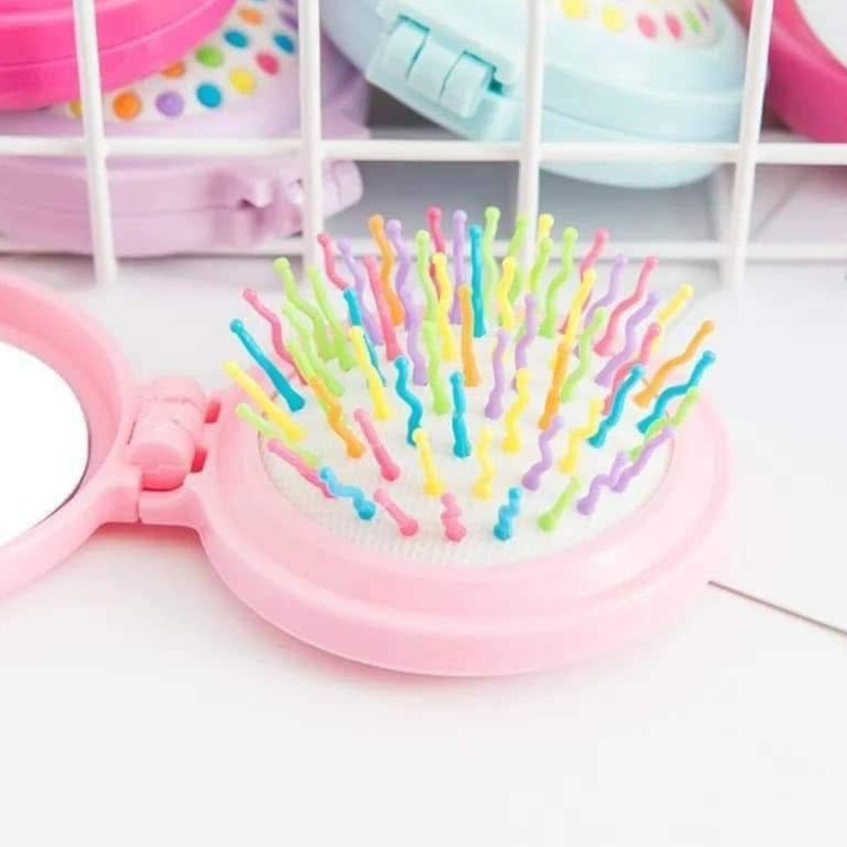 SET 7 CEPILLOS ARCOIRIS INFANTIL  PLEGABLE CON ESPEJOS LAU-7