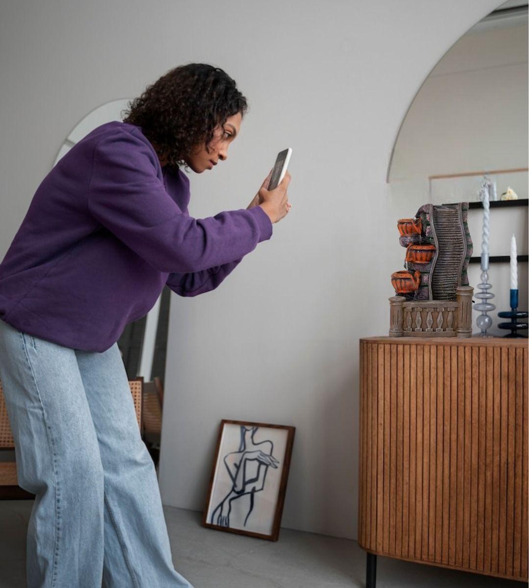 Fuente Agua Decorativa Cascada Elegante Hogar Relajante Jhn-7