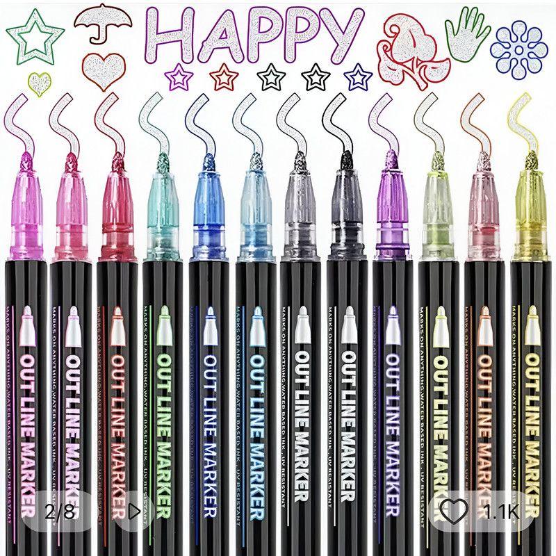 Marcadores Gel Doble Linea 36 Piezas Efecto Brillante Lau-7