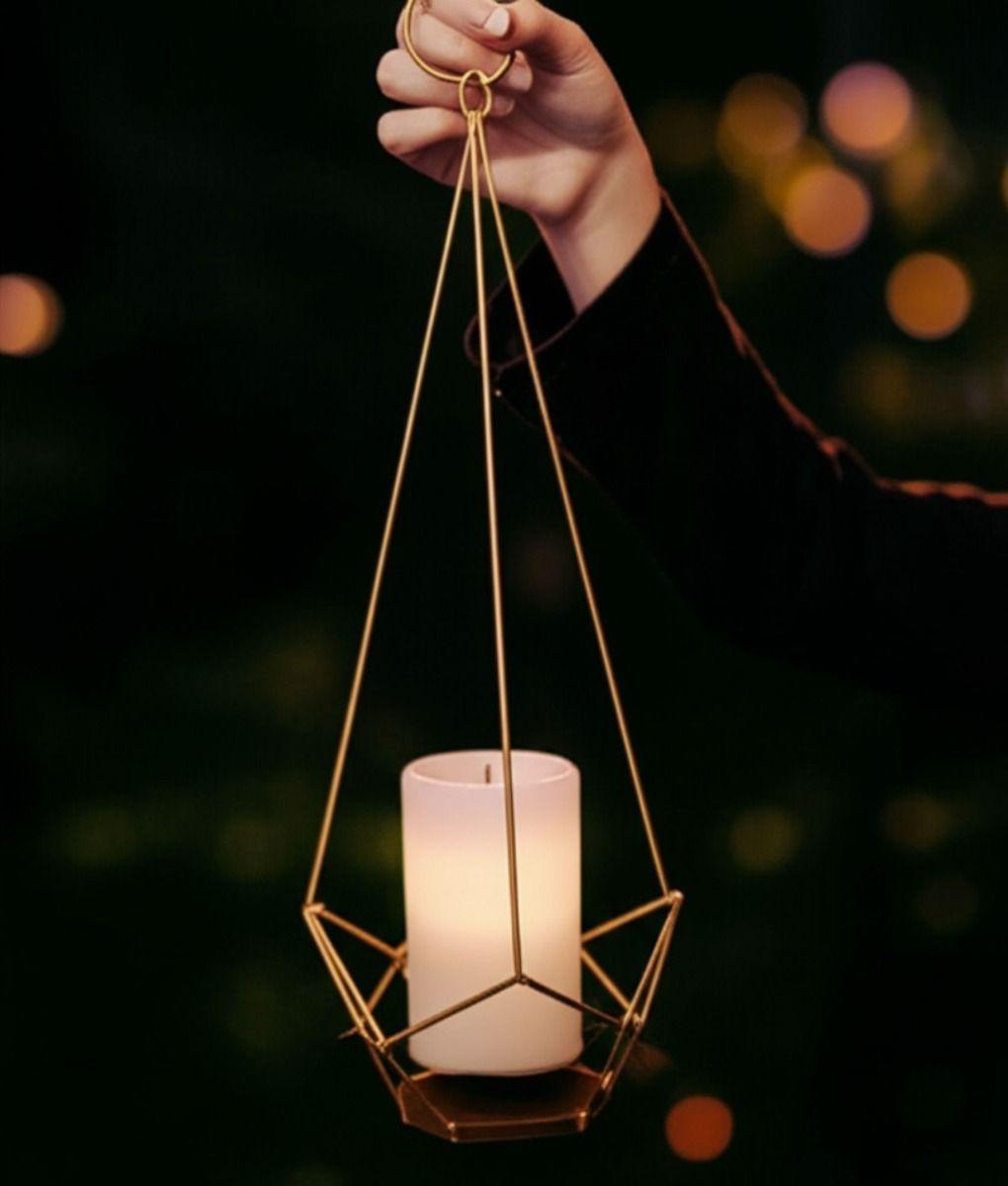 Portavelas Decorativo Candelabro Pentágono Geométrico Jhn-5