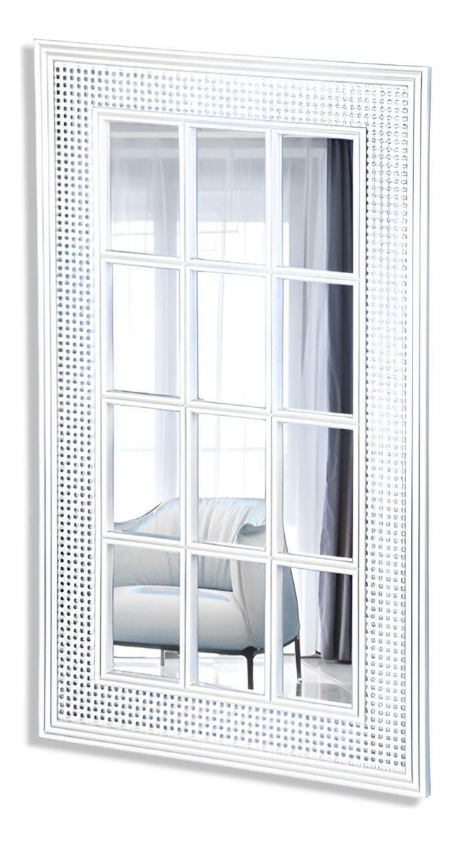 Espejo Decorativo Marco Blanco Rectangular Ventana Jhn-8