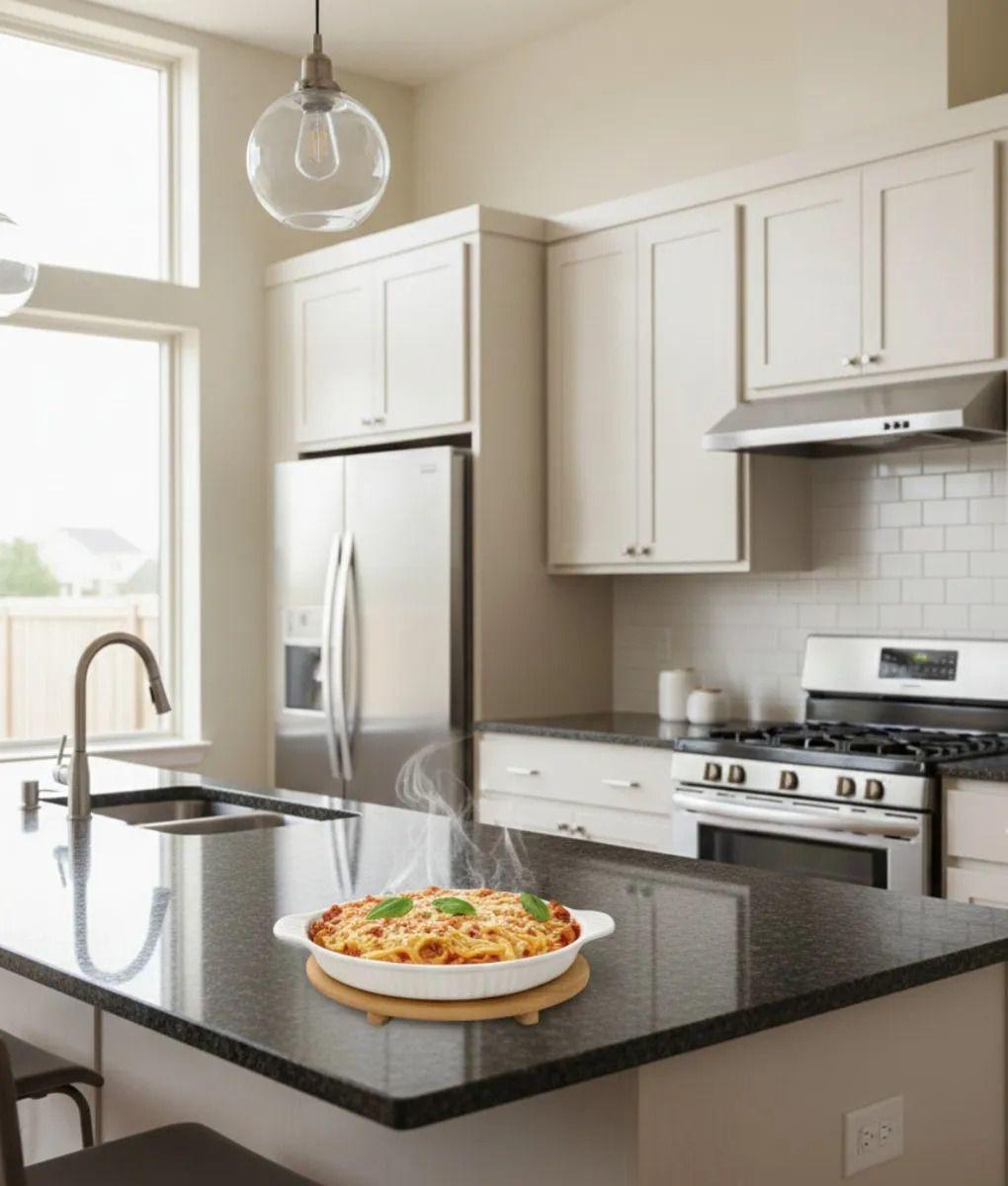 Fuente Horno Base Bambú Servir Mesa Estilo Minimalista Jhn-8