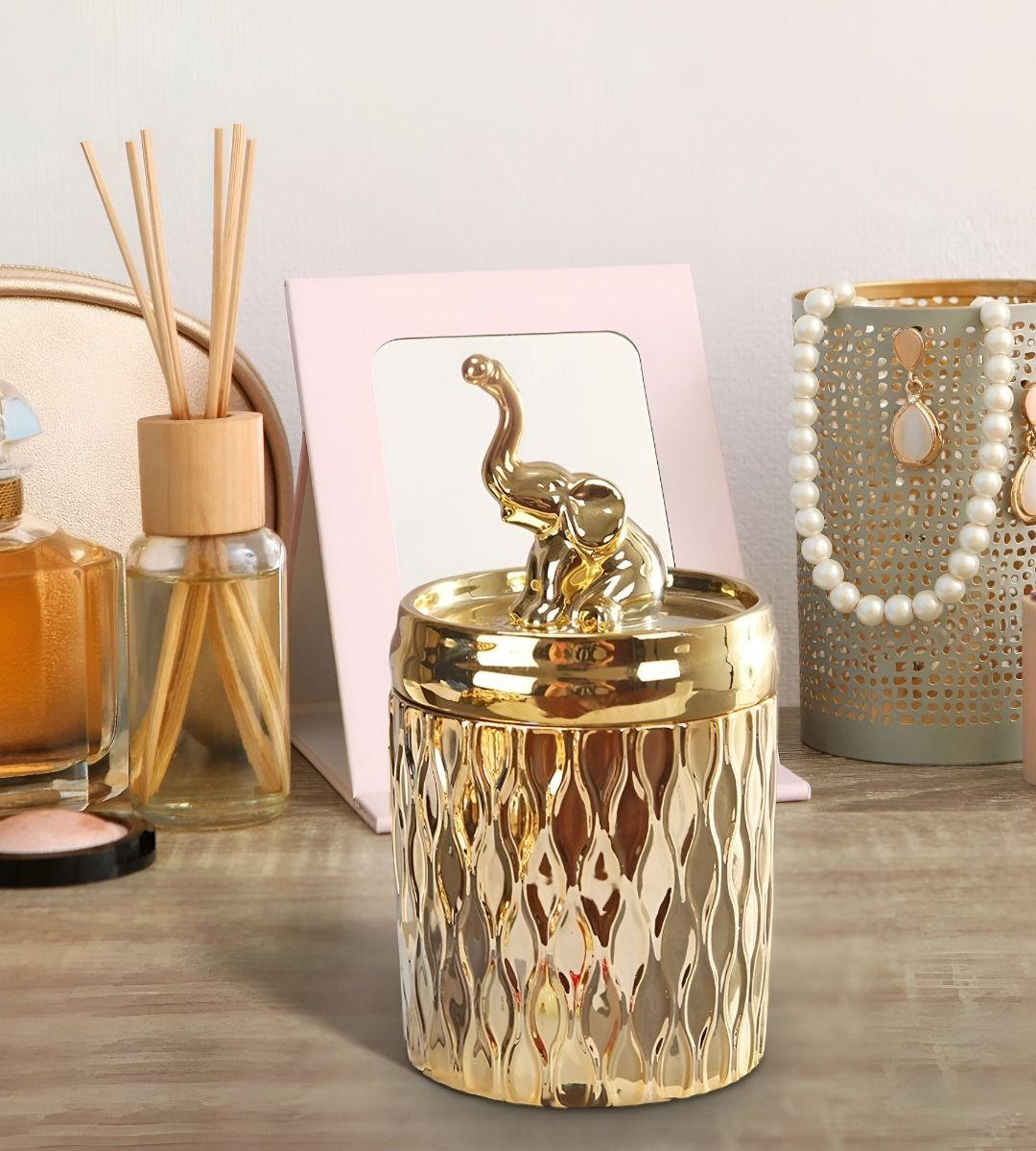 Set 2 Tarro Decorativo Organizador Joyas Tapa Ciervo Jhn-3