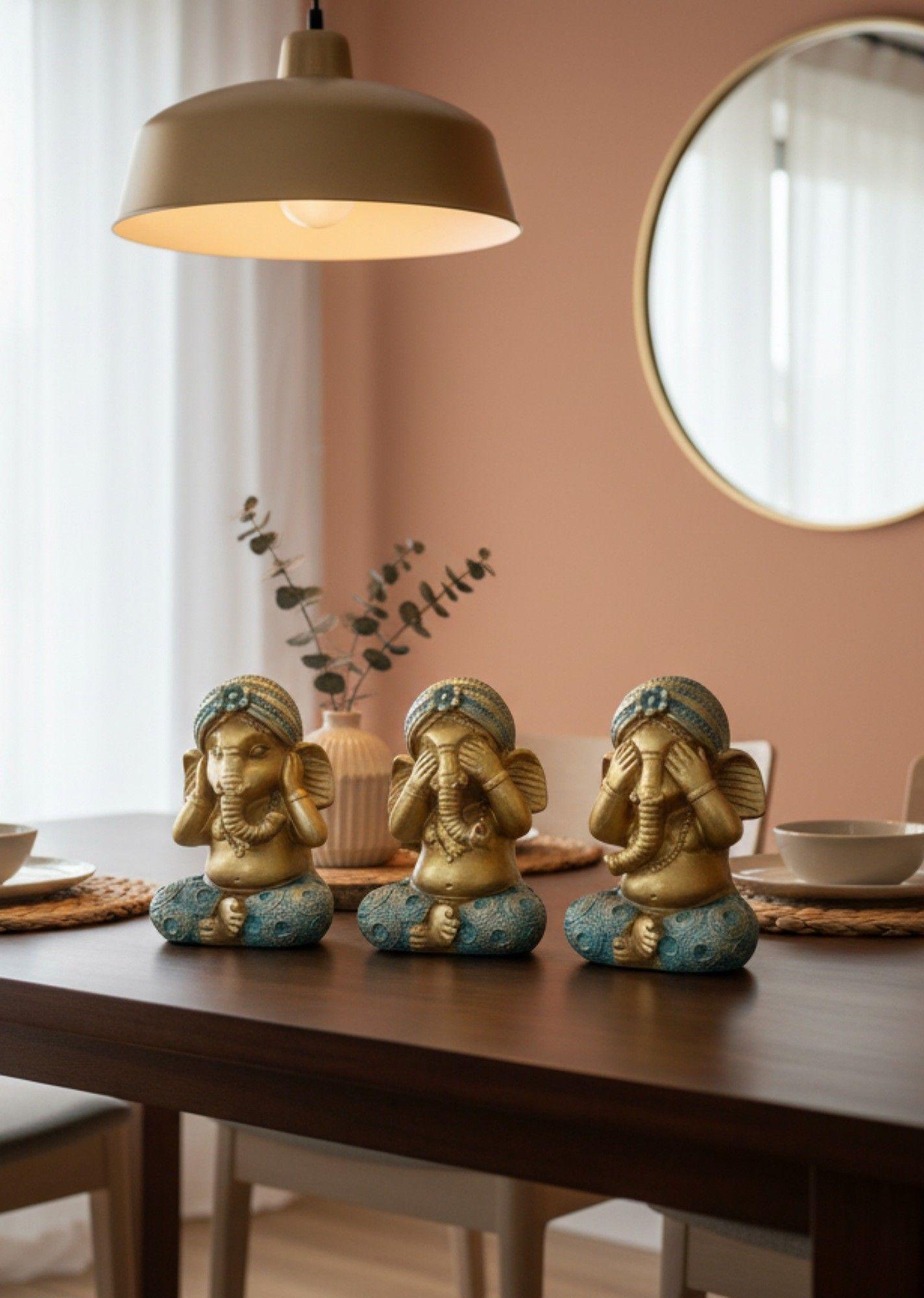 Set 3 Figuras Decorativas Sabiduría Ganesha Adorno Jhn-4