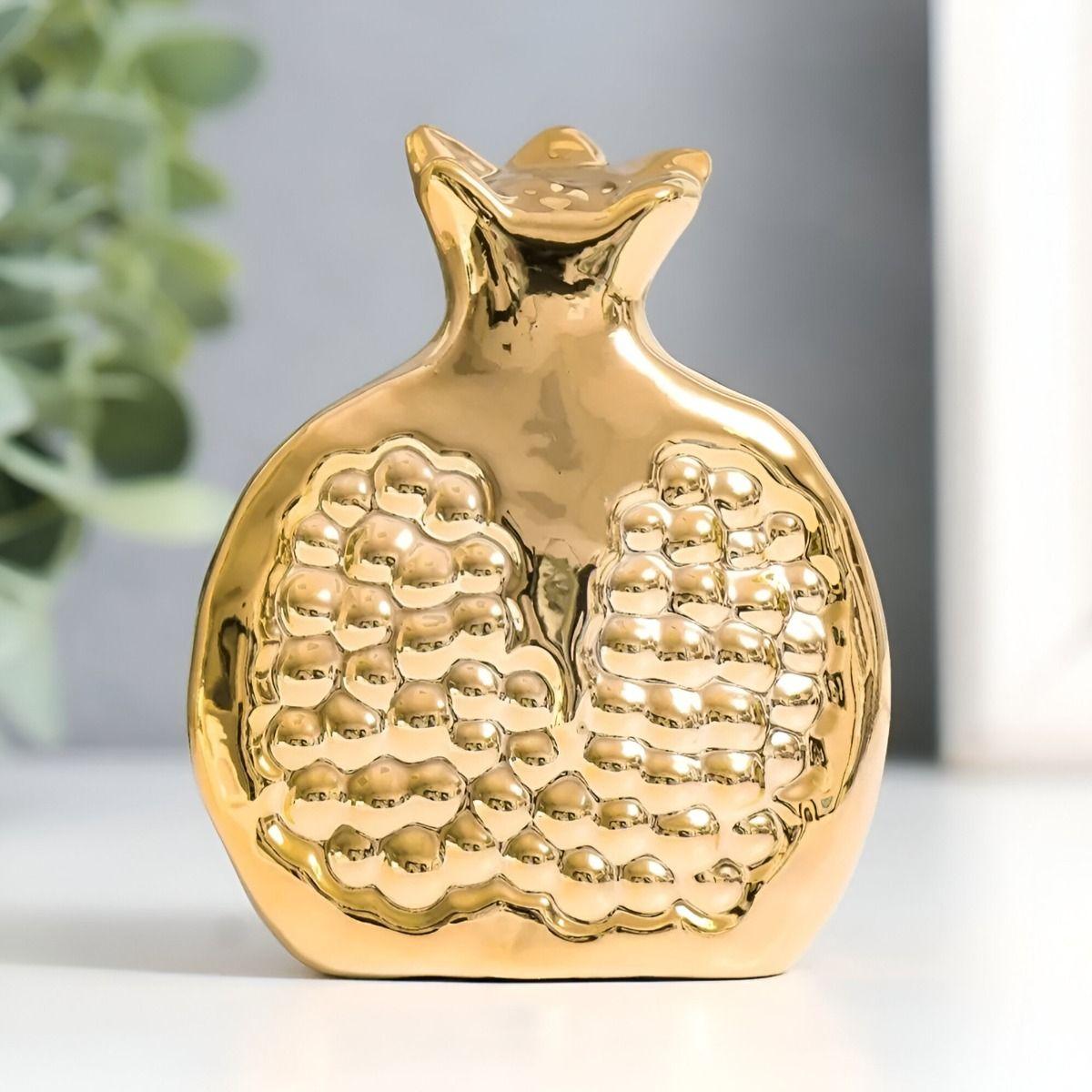 Set 3 Escultura Figura Fruta Decoración Mesa Dorado Jhn-2