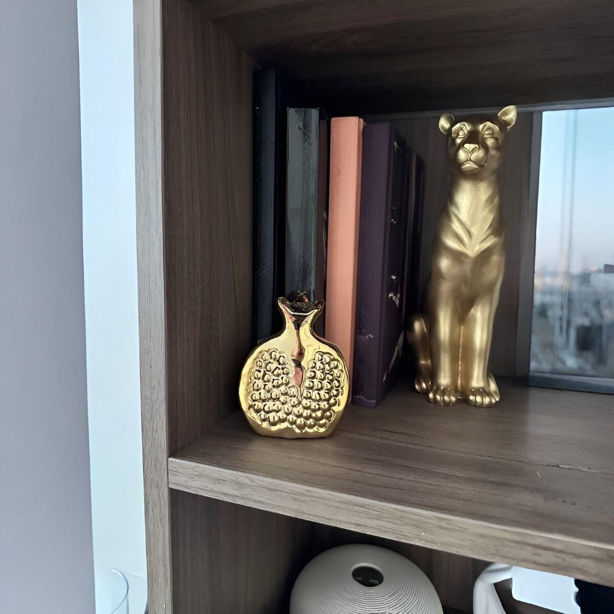 Set 3 Escultura Figura Fruta Decoración Mesa Dorado Jhn-5