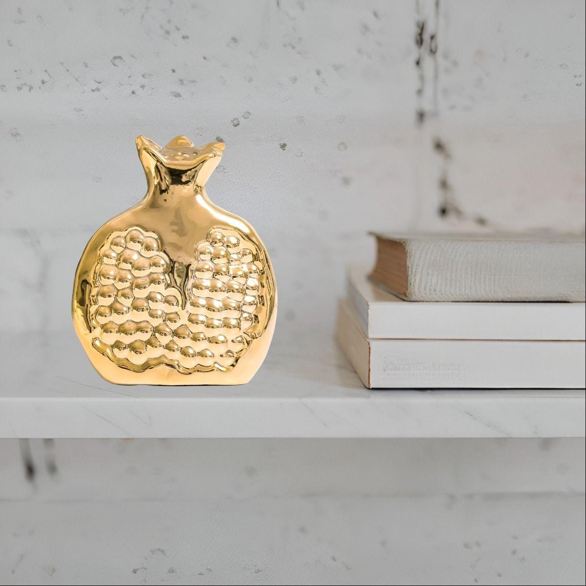 Set 3 Escultura Figura Fruta Decoración Mesa Dorado Jhn-8