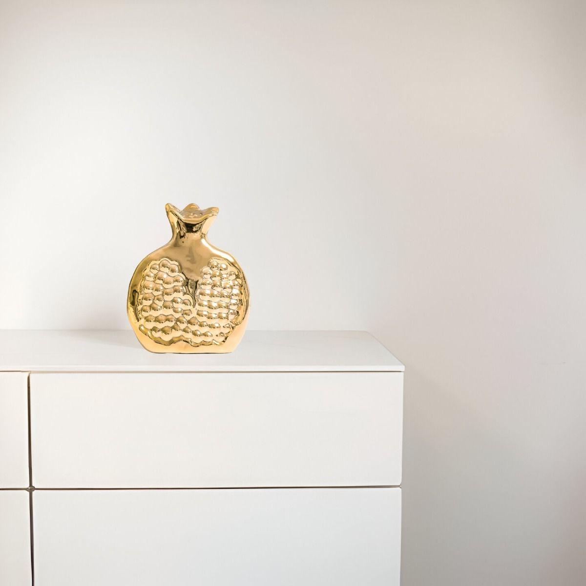 Set 3 Escultura Figura Fruta Decoración Mesa Dorado Jhn-9