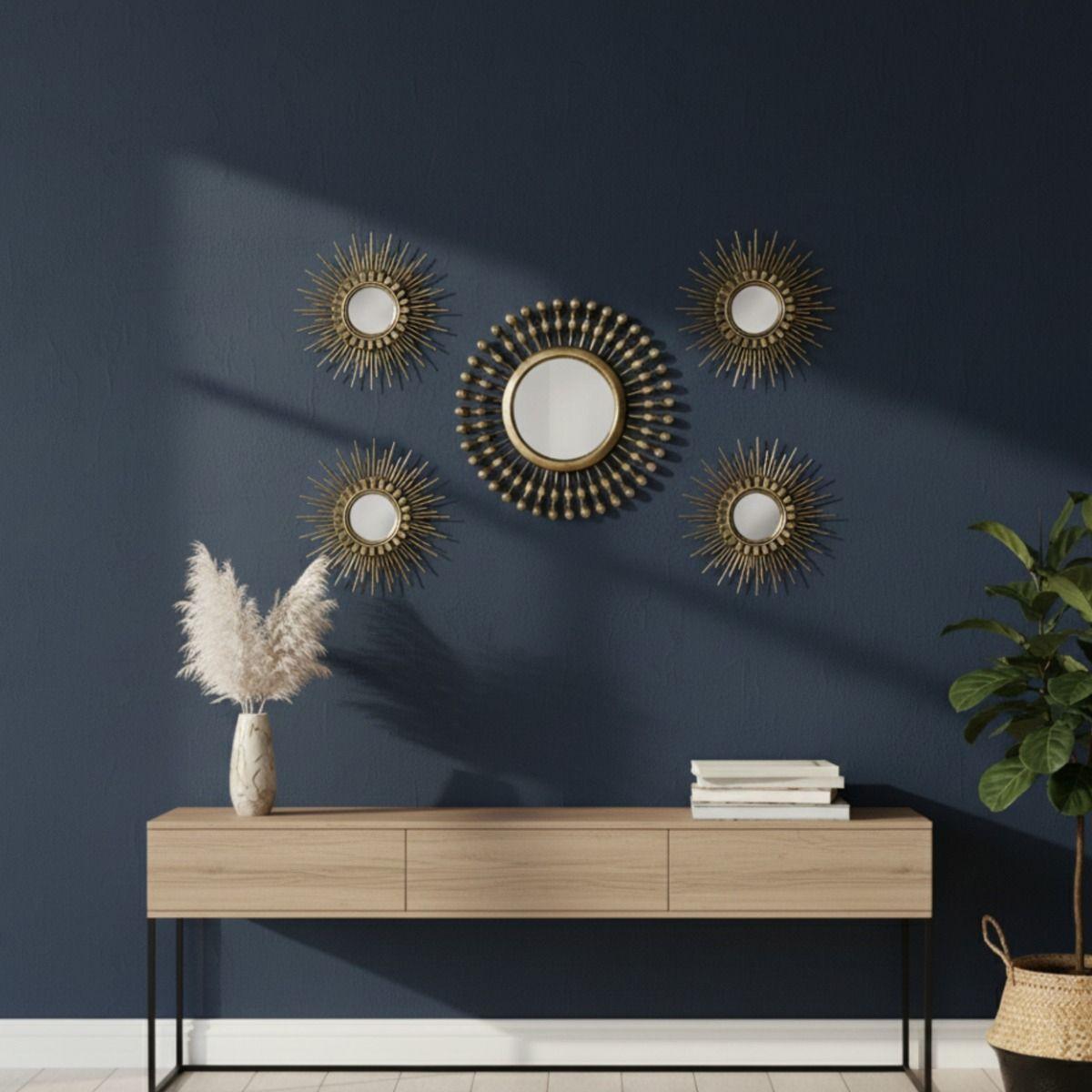 Set 5 Pza Espejo Pared Decorativo Mural Rayos Sol Jhn-8
