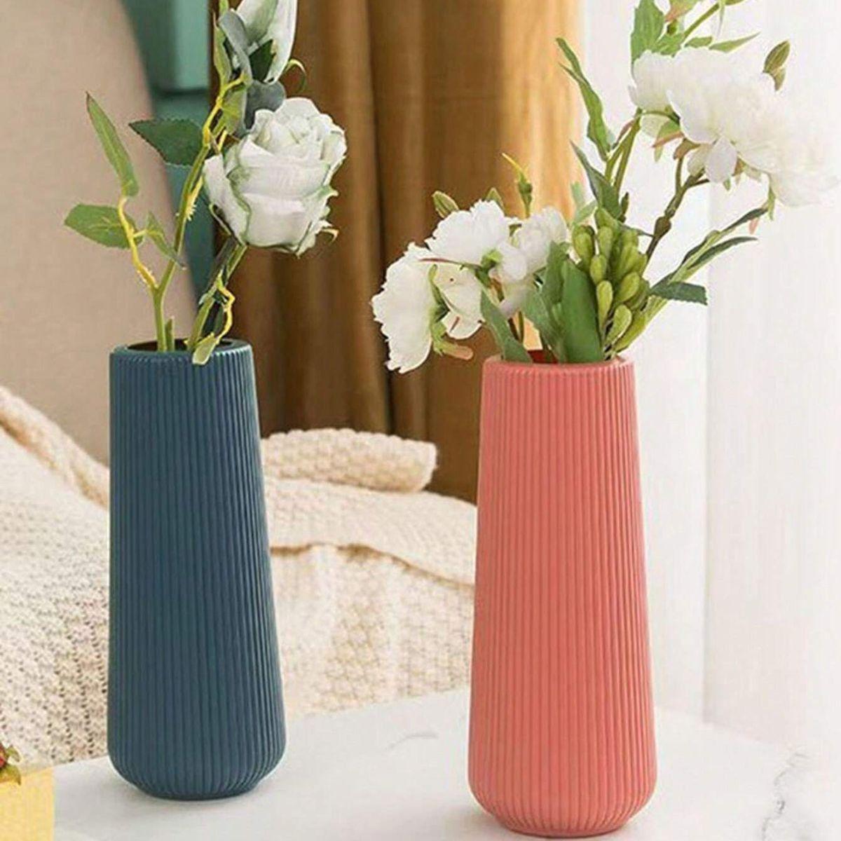 SET 5 FLOREROS PLASTICO NORDICO DECORACION SALA HOGAR LAU-2