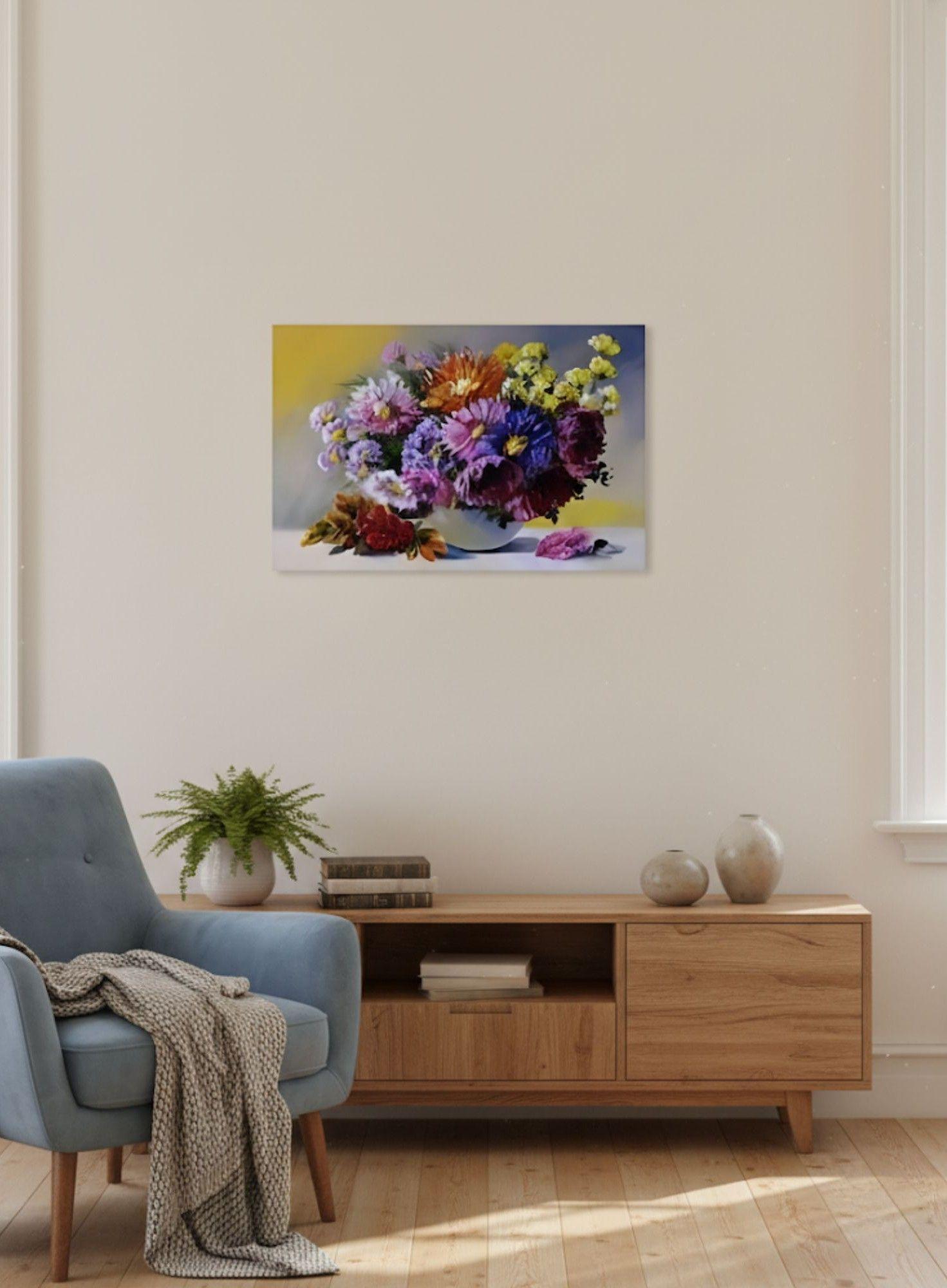 Cuadro Decorativo Arreglo Floral Equilibrio Hogar Jhn-7