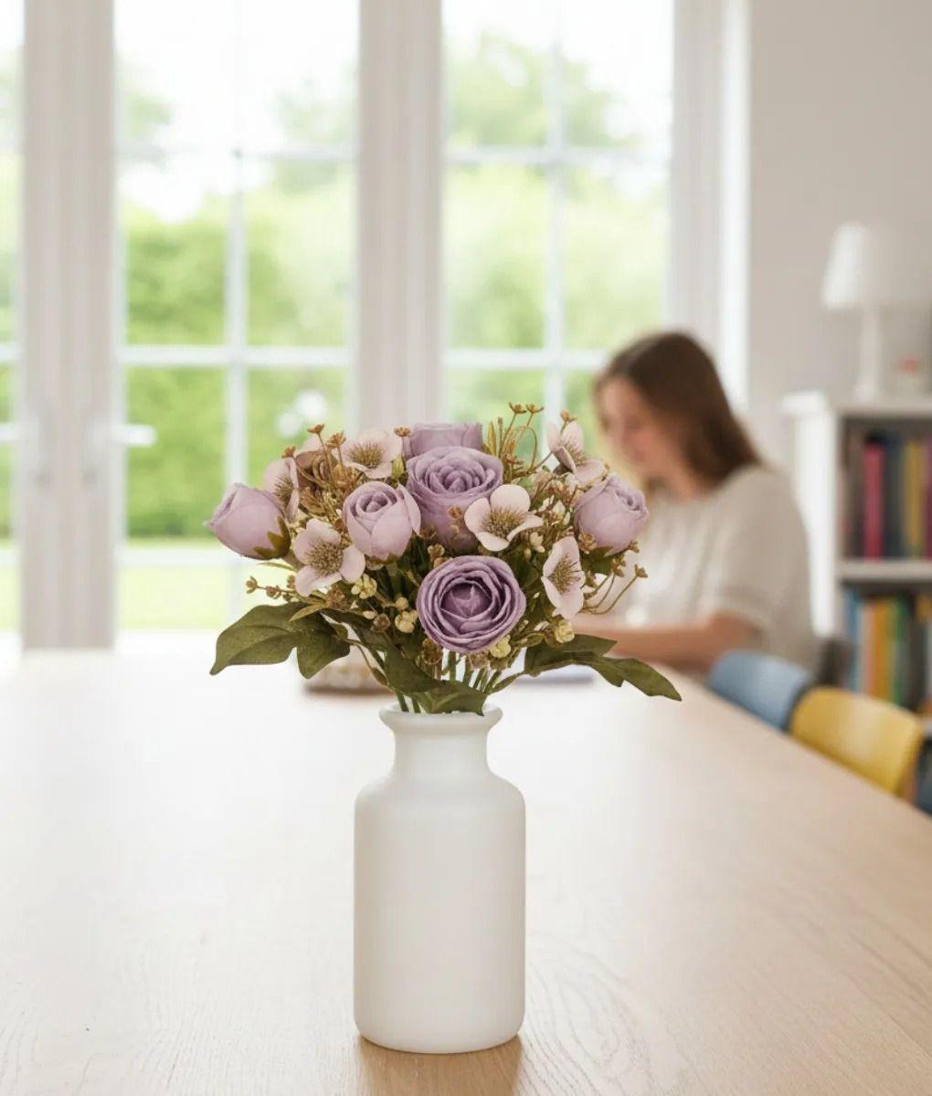 Set 4 Flores Artificiales Silvestres Ramo Rosas Vintage Jhn-2