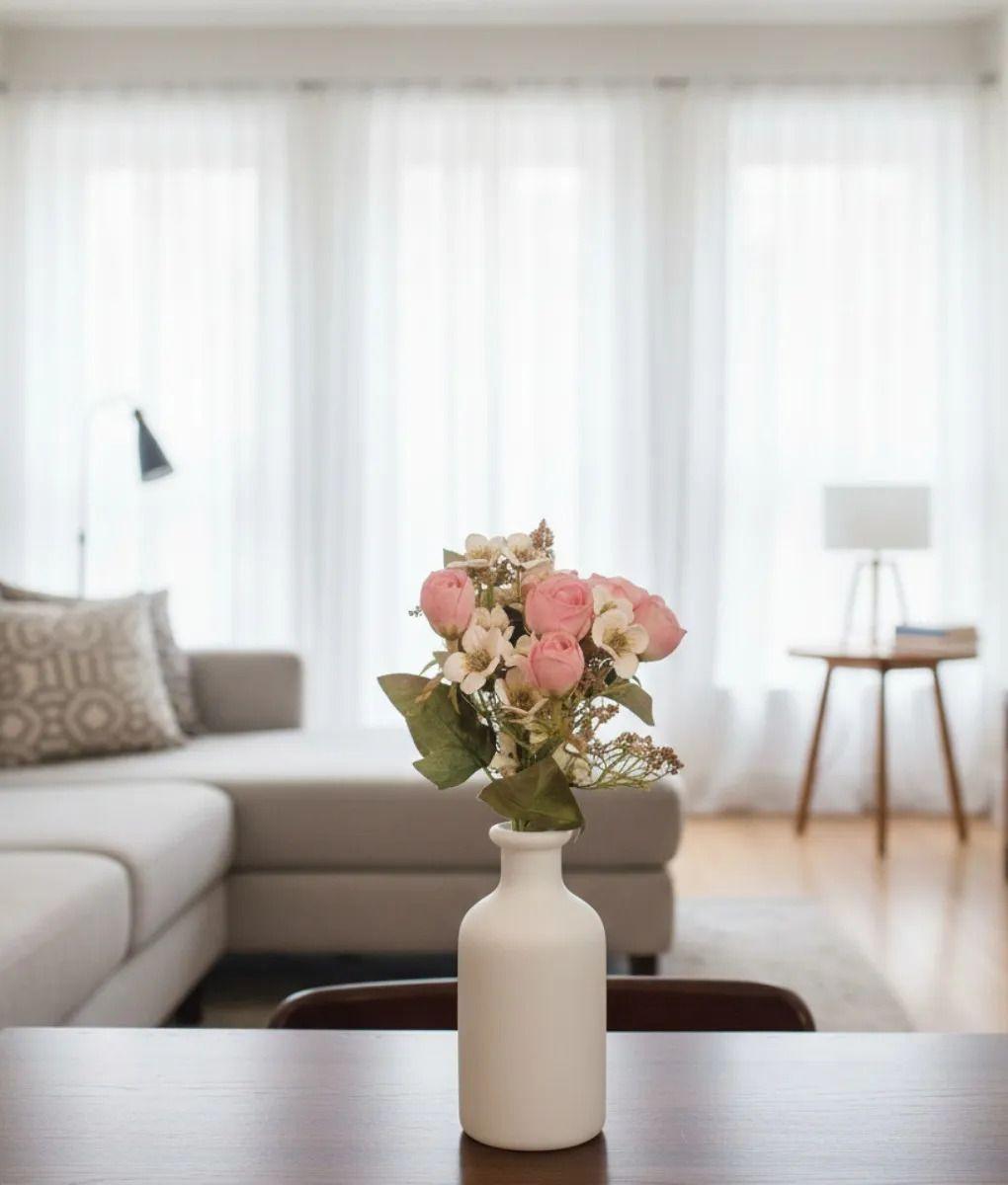 Set 4 Flores Artificiales Silvestres Ramo Rosas Vintage Jhn-7