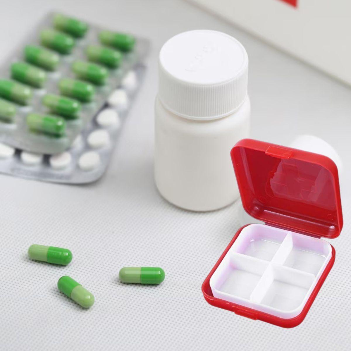 SET 6 PASTILLERO ROJO 4 COMPARTIMIENTOS MEDICAMENTOS LAU-5