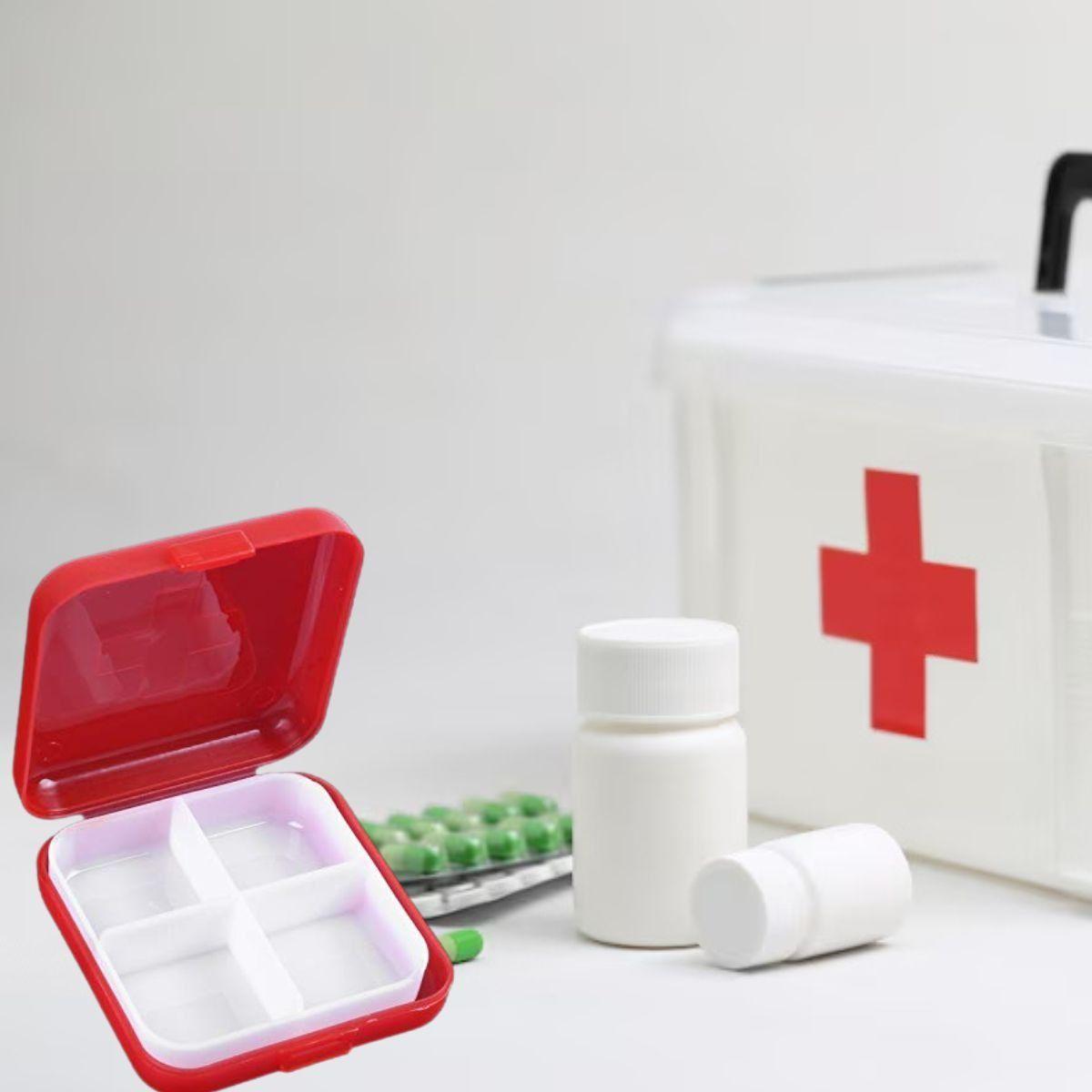 SET 6 PASTILLERO ROJO 4 COMPARTIMIENTOS MEDICAMENTOS LAU-6