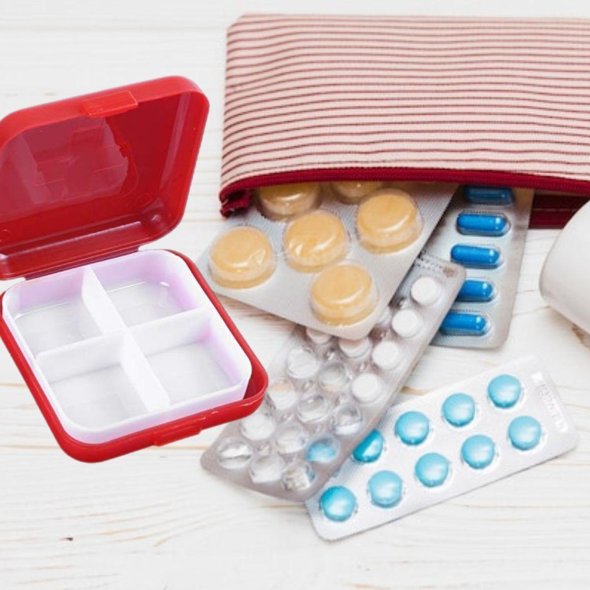 SET 6 PASTILLERO ROJO 4 COMPARTIMIENTOS MEDICAMENTOS LAU-7