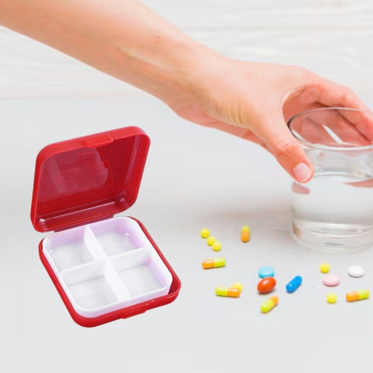 SET 6 PASTILLERO ROJO 4 COMPARTIMIENTOS MEDICAMENTOS LAU-8