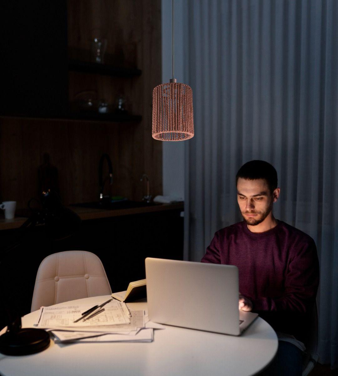 Lámpara Colgante Natural Bohemia Tejida Decorativa Jhn-4